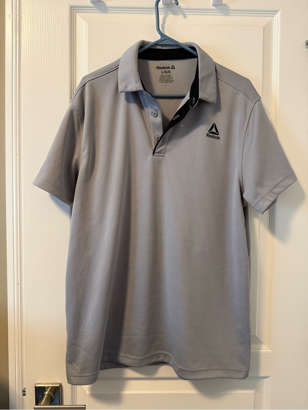 Reebok Men's Light Gray Polo with Black Trim